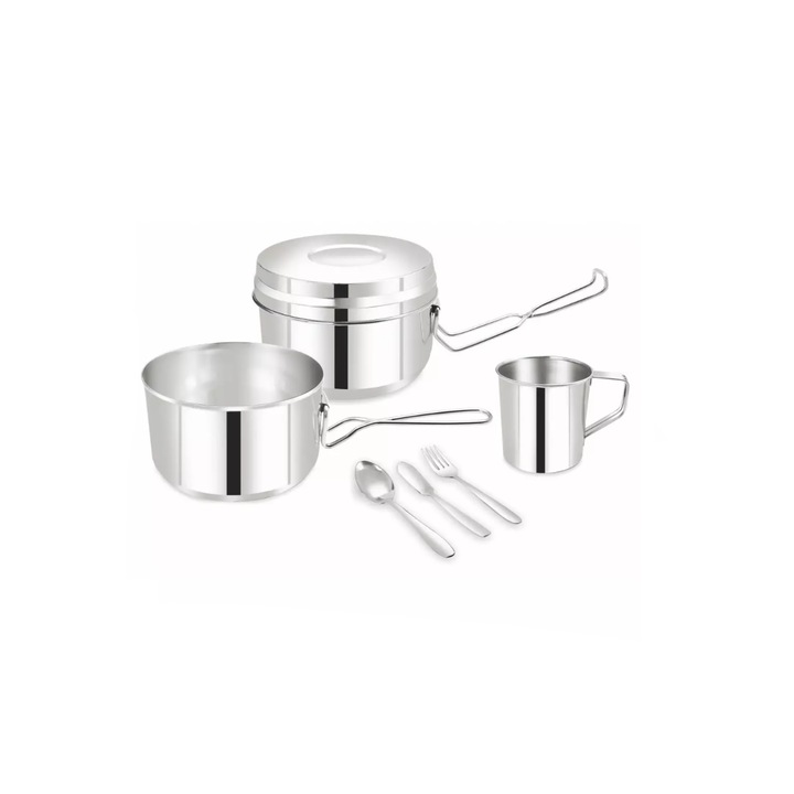 Kemping edénykészlet, rozsdamentes acél, 7 db, 15, 4/15/13cm, Kinghoff