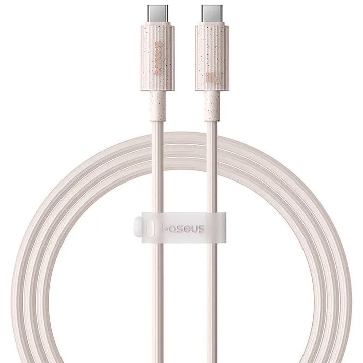 Cablu Baseus Habitat Series, Incarcare rapida, USB-C la USB-C, 100W, 1m, Roz