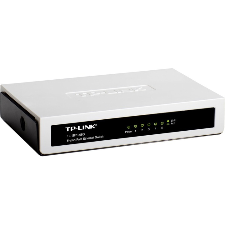 Switch Fast Ethernet, TP-Link, 5porturi, MDI/MDIX, 10/100Mbps, IEEE 802.3x, Alb