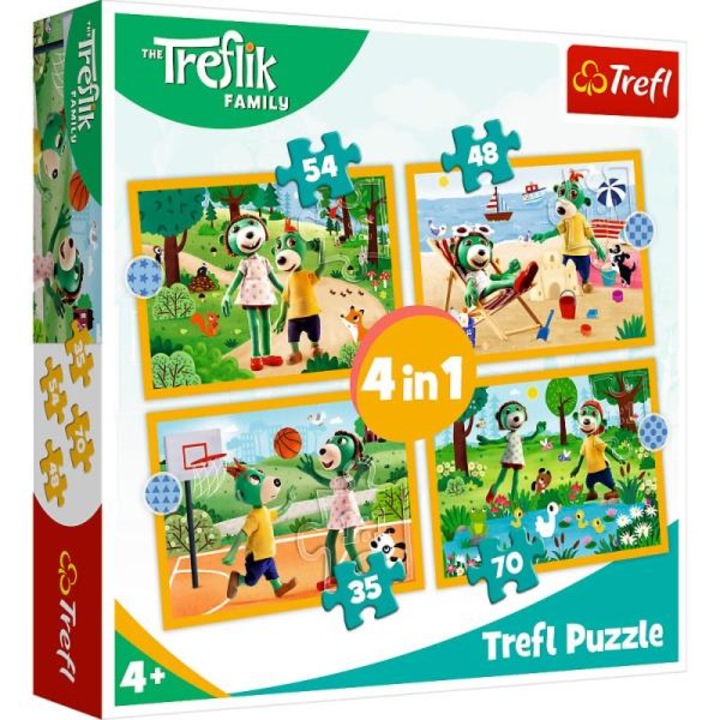 Trefl 4 az 1-ben (35,48,54,70 db-os) Puzzle - A Treflik család kalandjai (34623) (030233)