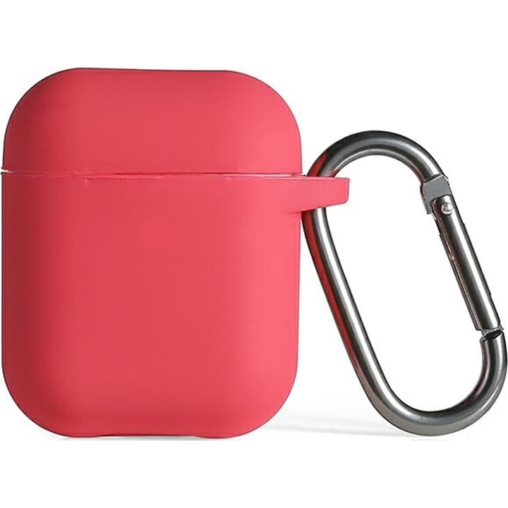 Husa protectie cu carabina, Beline, pentru Airpods, Silicon, Rosu
