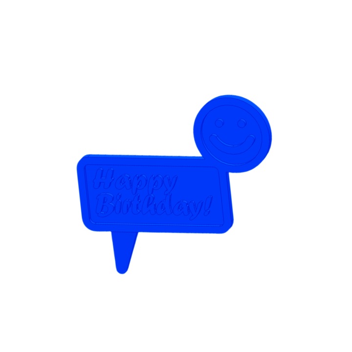Топер за торта, "HAPPY BIRTHDAY", рожден ден, 11 х 12 см син