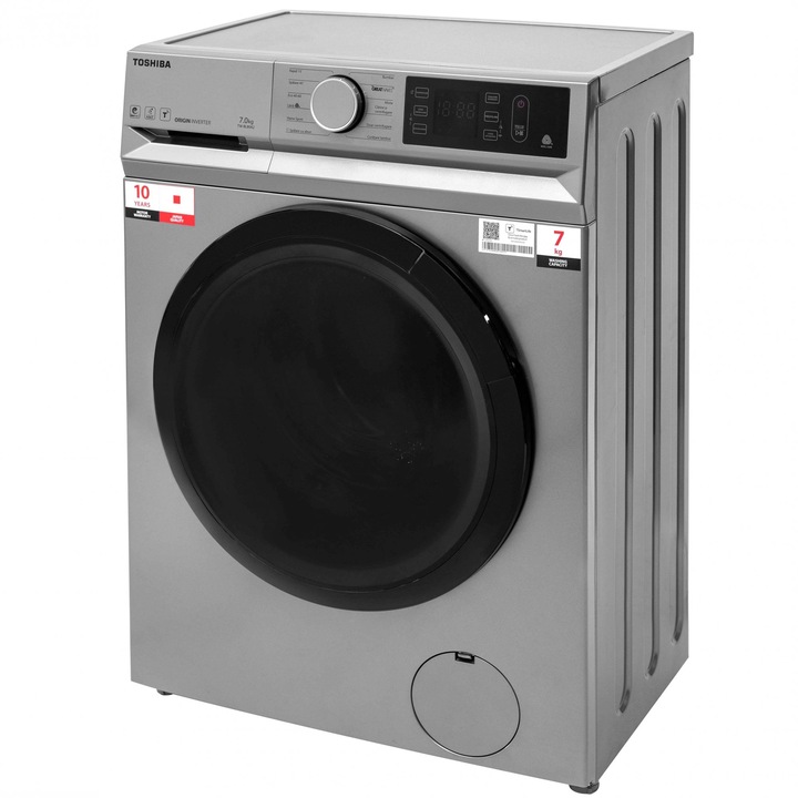 Masina de spalat Toshiba TW-BL80A2SK, Incarcare frontala, 7 kg, Clasa B, 1200 rpm, 12 programe, Ultra Fine Bubble, Steam Wash, Functie Wi-Fi, Argintiu
