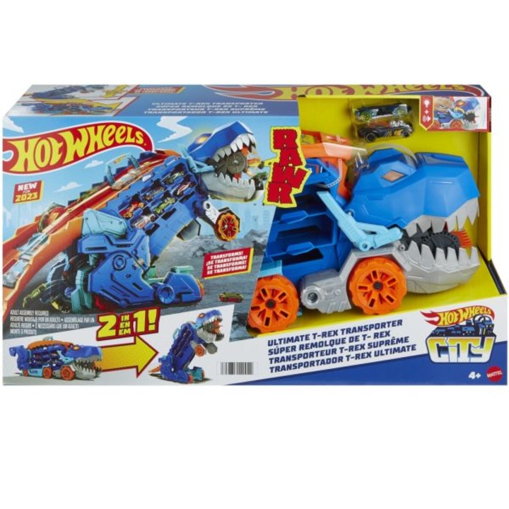 Hot Wheels City: Átalakítható Ultimate Autószállító T-Rex játékszett