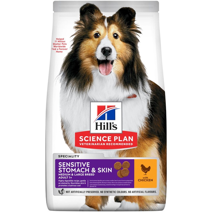 Суха храна за кучета Hill's SP adult sensitive stomach & skin medium sensitive, 2.5 кг