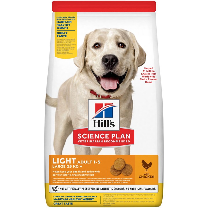 Hrana uscata pentru caini Hill's SP adult light large, cu pui, 14 kg