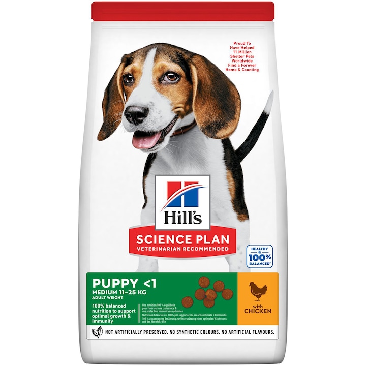 Hrana uscata pentru caini Hill's SP medium puppy, cu pui , 14 kg