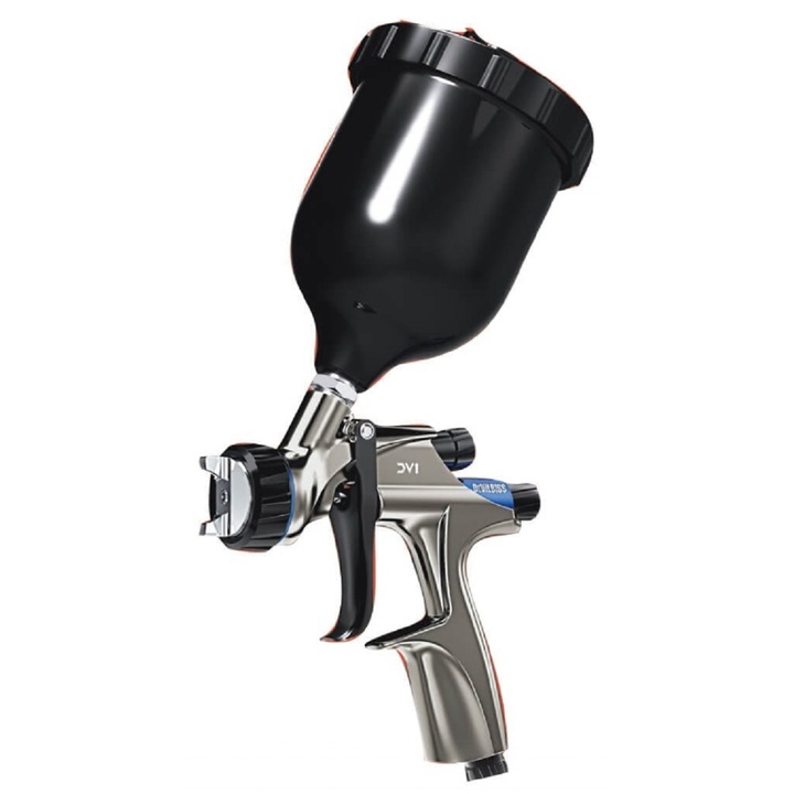 Pistol de vopsit De Vilbiss, cu cana plastic 600 ml, cap HVLP Plus, cu diuza de 1.2 mm, 300 l/min