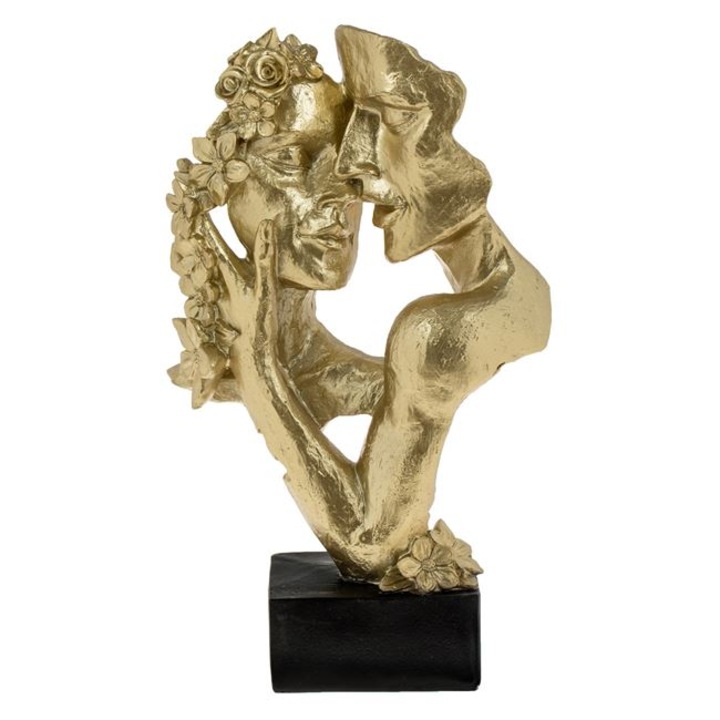 Figurina Decorativa Fete Sarut Flori Aurii 19x9x30cm