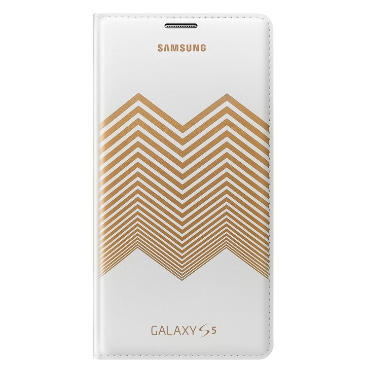 Калъф Samsung Flip Wallet за Galaxy S5, Бял + Гривна