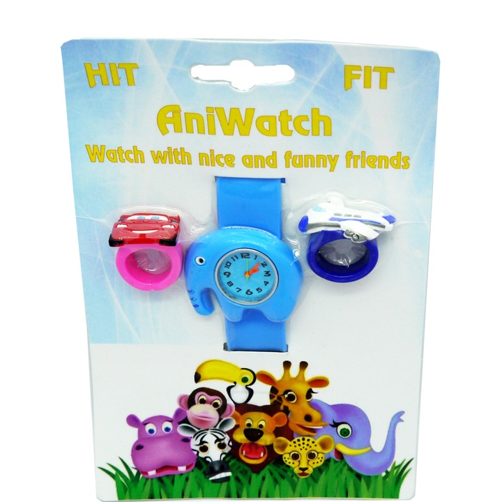 Ceas din silicon AnyWatch Elephant cu accesorii de moda, 298831-3