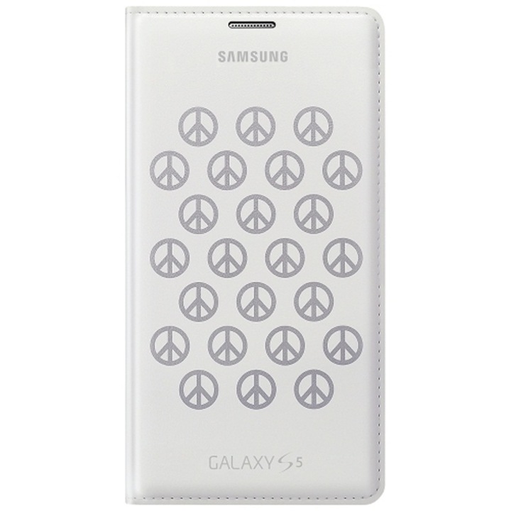 Калъф Samsung Flip Wallet Moschino за Galaxy S5, Бял/Сребрист