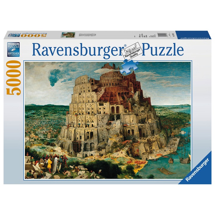 Пъзел Ravensburger Bruegel the Elder - Вавилонска кула, 5000 части