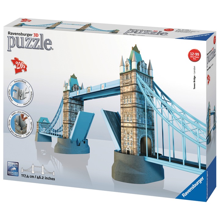 3D Пъзел Ravensburger - Tower Bridge, 216 части