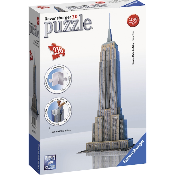 3D Пъзел Ravensburger - Empire State Building, 216 части