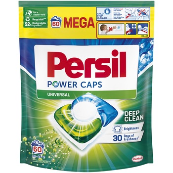 Detergent de rufe capsule Persil Power Caps Universal, 60 spalari