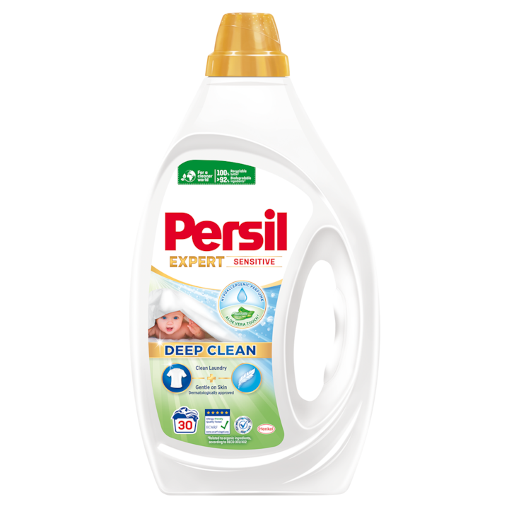 Течен перилен препарат Persil Deep Clean Expert Sensitive, 30 пранета, 1.35 л