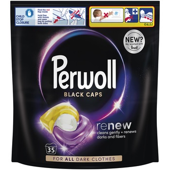 Detergent de rufe capsule Perwoll Renew Black, 35 spalari