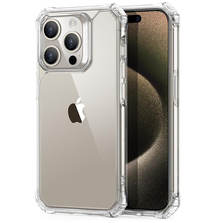 Защитен калъф, съвместим с Apple iPhone 15 Pro, Air Armor, подсилени ръбове, TPU, прозрачен