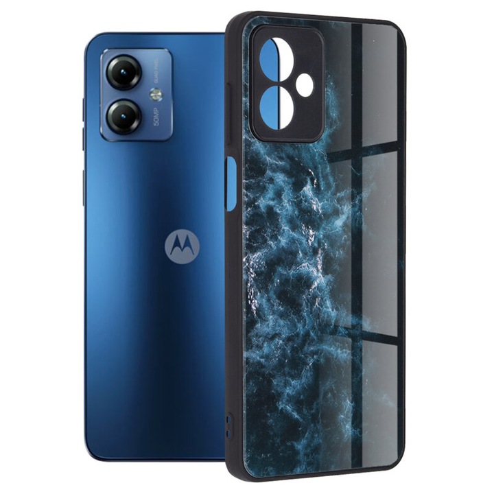 Защитно покритие, съвместимо с Motorola Moto G14, Glaze Series, TPU, Blue Nebula, Multicolor