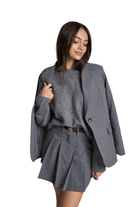 Fusta scurta in cute din stofa, gri, 38