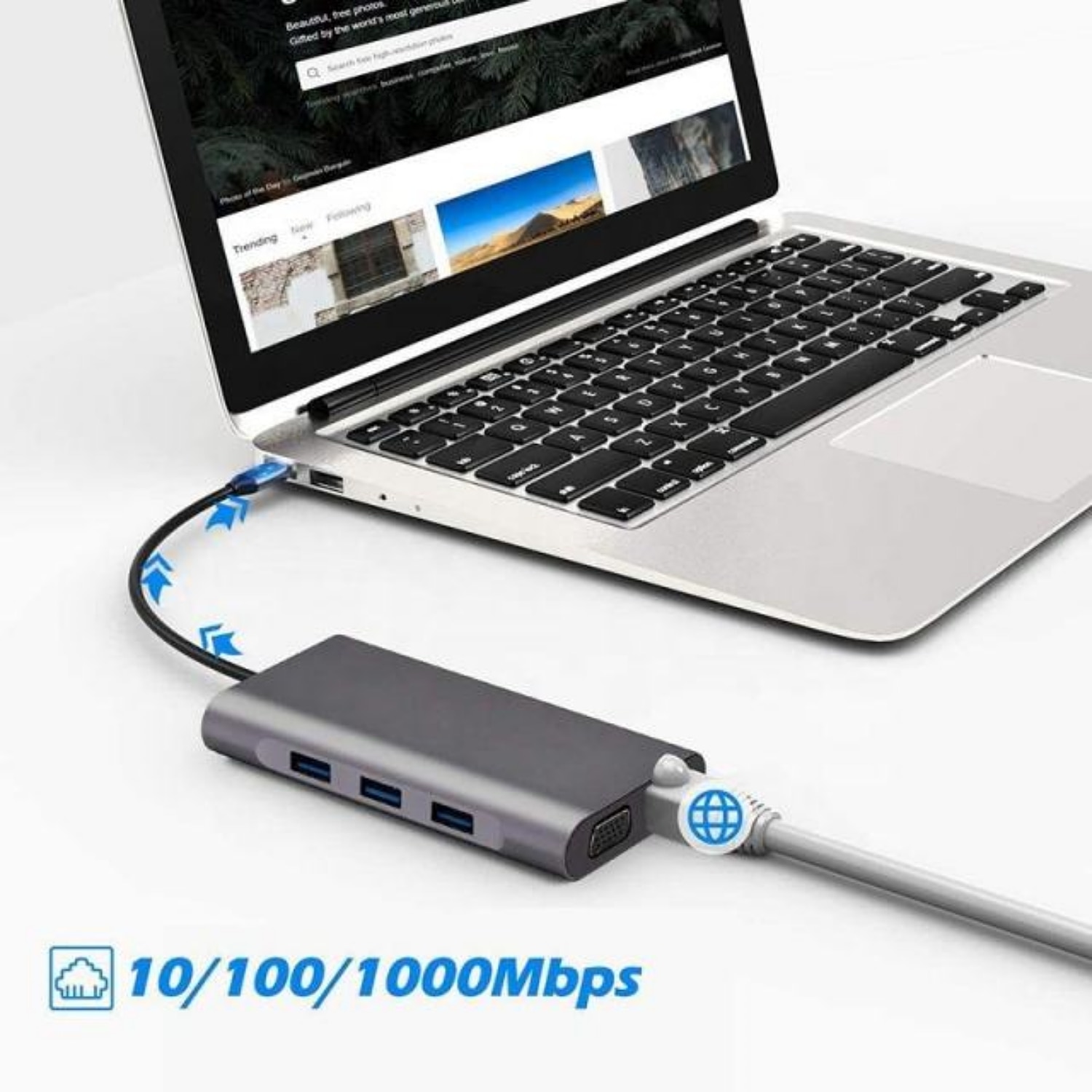 Докинг станция USB Type-C, 10 в 1, 3x USB3.0, 1x 4K HDMI, 1x VGA порт ...