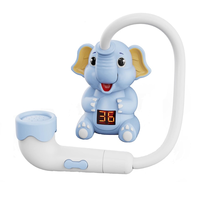 Elefánt formájú fürdőjáték hőmérővel, 6 hónapos+, kék