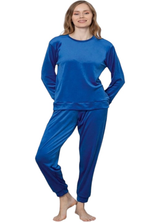 Pijama dama catifea, StarFashion,, Albastru royal