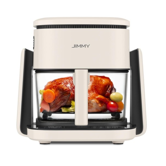 Friteuza cu aer cald JIMMY Air Fry AF3, 1100 W, capacitate 4L, bol transparent, 8 programe, Display HD Touch Screen, Bej