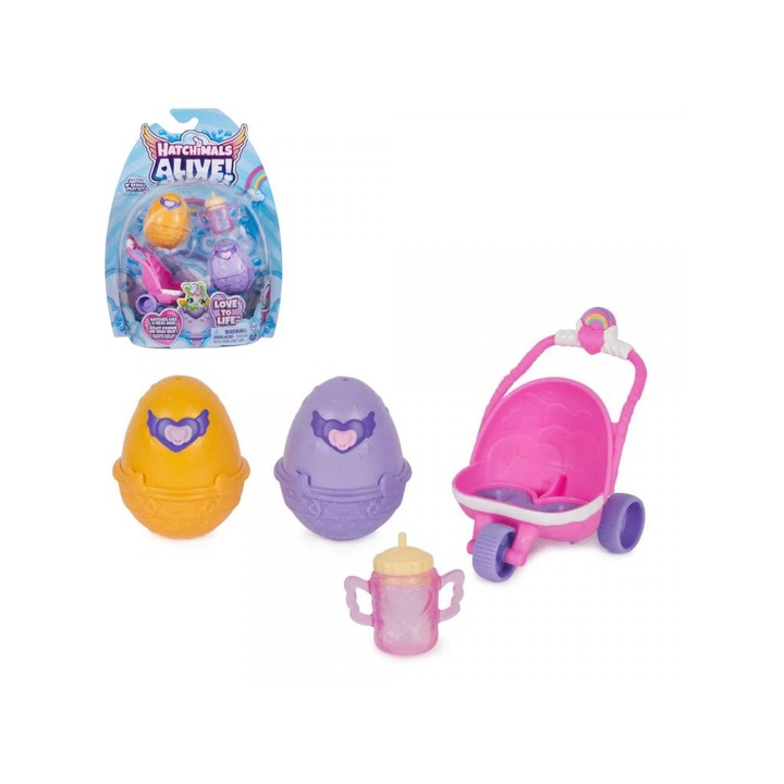 Spin Master Hatchimals Alive! Hatch N'Stroll meglepetés figura szett tojásban, babakocsival