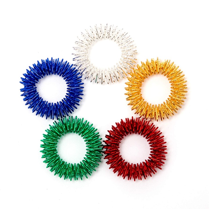 5 db-os akupresszúrás gyűrű gyerekeknek készlet, 2,5 cm, Multicolor