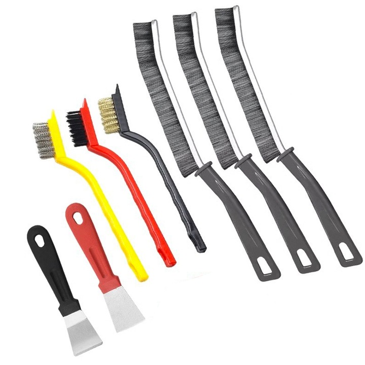 Set 8 perii, Chucai, Alama/Inox/Nylon, Pentru plita cu gaz/hota, Multicolor