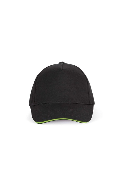 Unisex sapka, 5 panel - KP124, Fekete/Limezöld, Univerzális