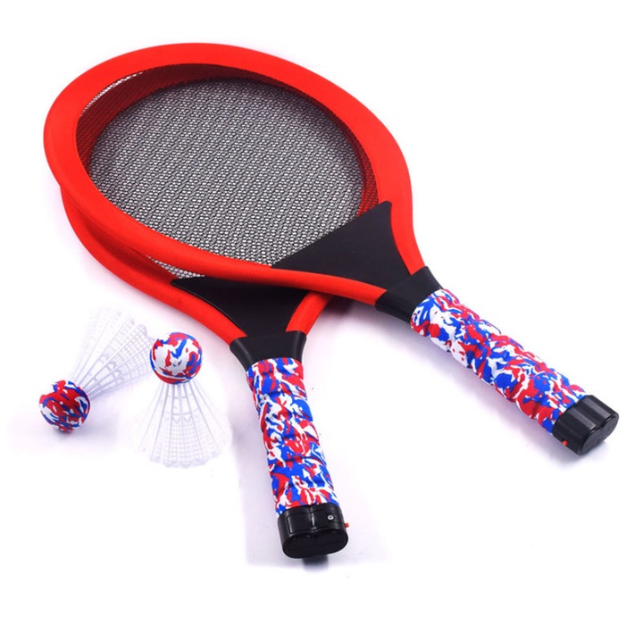 Set 2 rachete luminoase de badminton si 2 fluturasi pentru copii, Iongziming, Multicolor