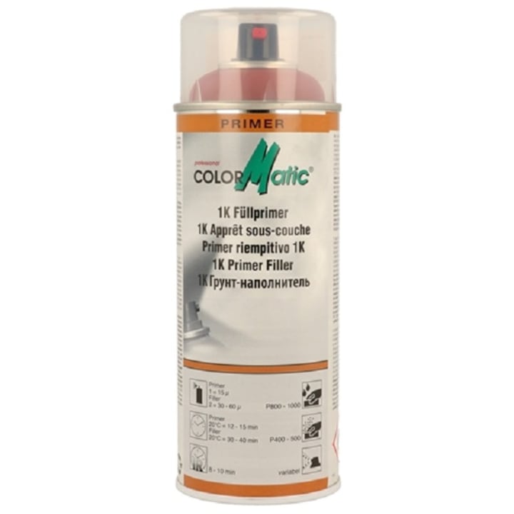 Spray grund Colormatic 1K Primer Filler Red HG8, rosu, 400 ml