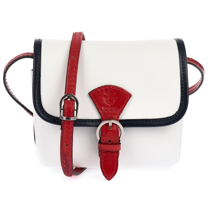 Női futártáska, Beltimore, Természetes bőr, 17x17x8cm, Többszínű