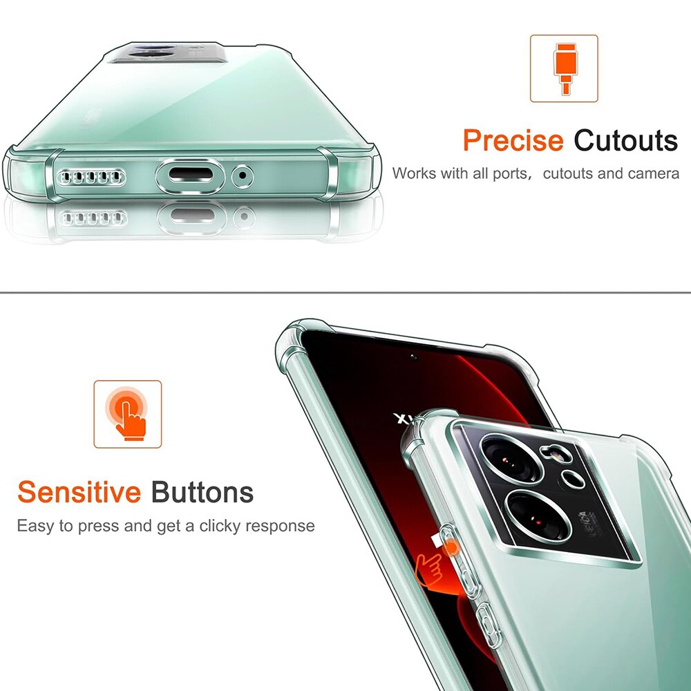 Husa protectie Mat-Tech compatibila cu Xiaomi 13T / 13T Pro, Protectie Camera, Colturi anti-soc, Decupaje Precise, Rezistenta la impact, Margini ridicate pentru protectia ecranului, Transparenta