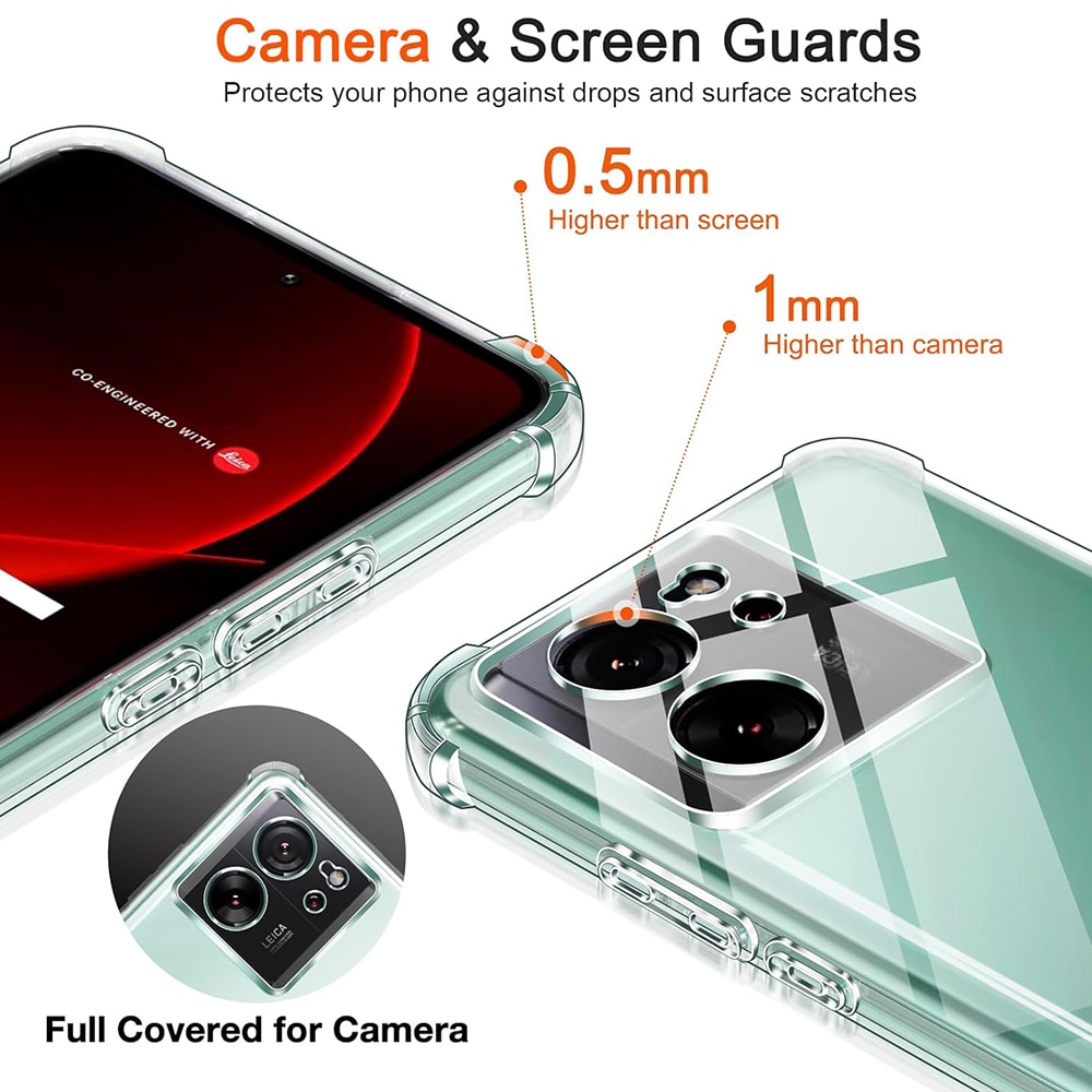 Husa protectie Mat-Tech compatibila cu Xiaomi 13T / 13T Pro, Protectie Camera, Colturi anti-soc, Decupaje Precise, Rezistenta la impact, Margini ridicate pentru protectia ecranului, Transparenta