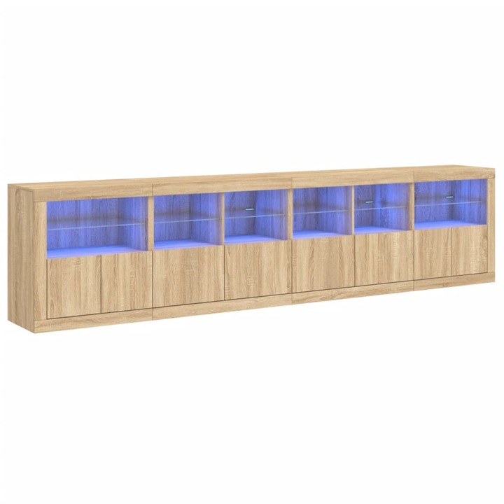 Dulap cu lumini LED vidaXL, stejar sonoma, 283 x 37 x 67 cm, 3209018