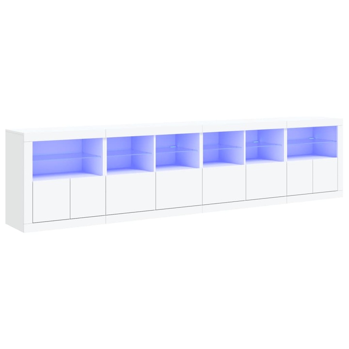 VidaXL fehér tálalószekrény LED-világítással 283x37x67 cm (3209016)