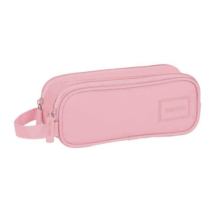 Penar Safta Basic Pink cu 2 compartimente, 21x8x6 cm