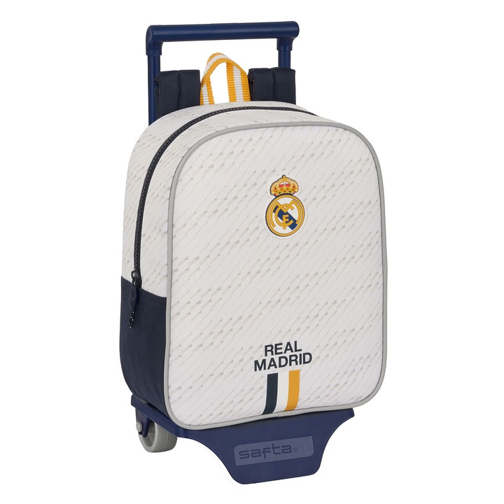 Училищна чанта с колелца Real Madrid C.F. Бял, 22 x 27 x 10 cm
