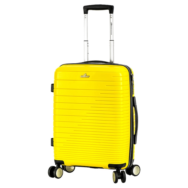 Куфар Madisson SW33703, за ръчен багаж, Полипропилен, с 4 колела, TSA код, 55 cm, Жълт