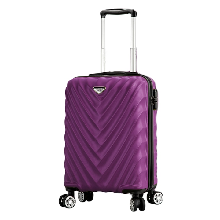 Куфар Madisson SW93503, за ръчен багаж, ABS, с 4 колела, 55 cm, Лилав