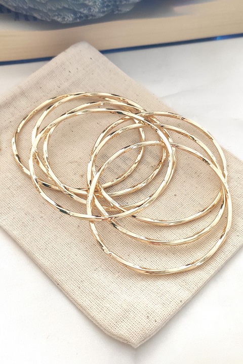 Atelier Miu, Set de bratari rigide - 7 piese, Auriu