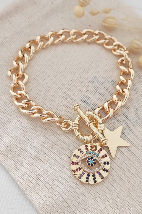 Atelier Miu, Bratara de lant cu cristale, Auriu