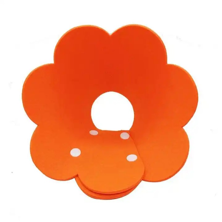 Guler de recuperare Flower, Sarsaila, pentru animale de companie, reglabil, portocaliu, circumferinta gat 5-8 cm
