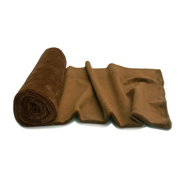 Tricotaje Polare netezi Minky, Culoare Caramel negru, dimensiune 50 cm x 160 cm