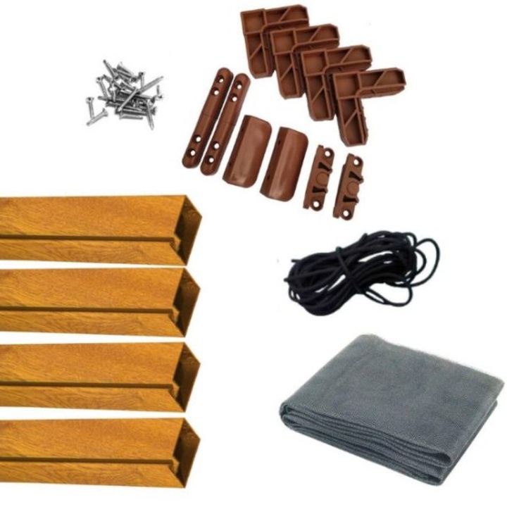 Kit complet plasa tantari pentru fereastra, luxpvc, pe balamale, 150X100 cm, stejar auriu RAL8003