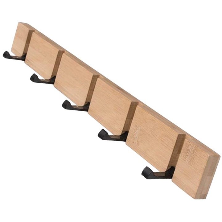 Akasztó, fa, világosbarna/fekete